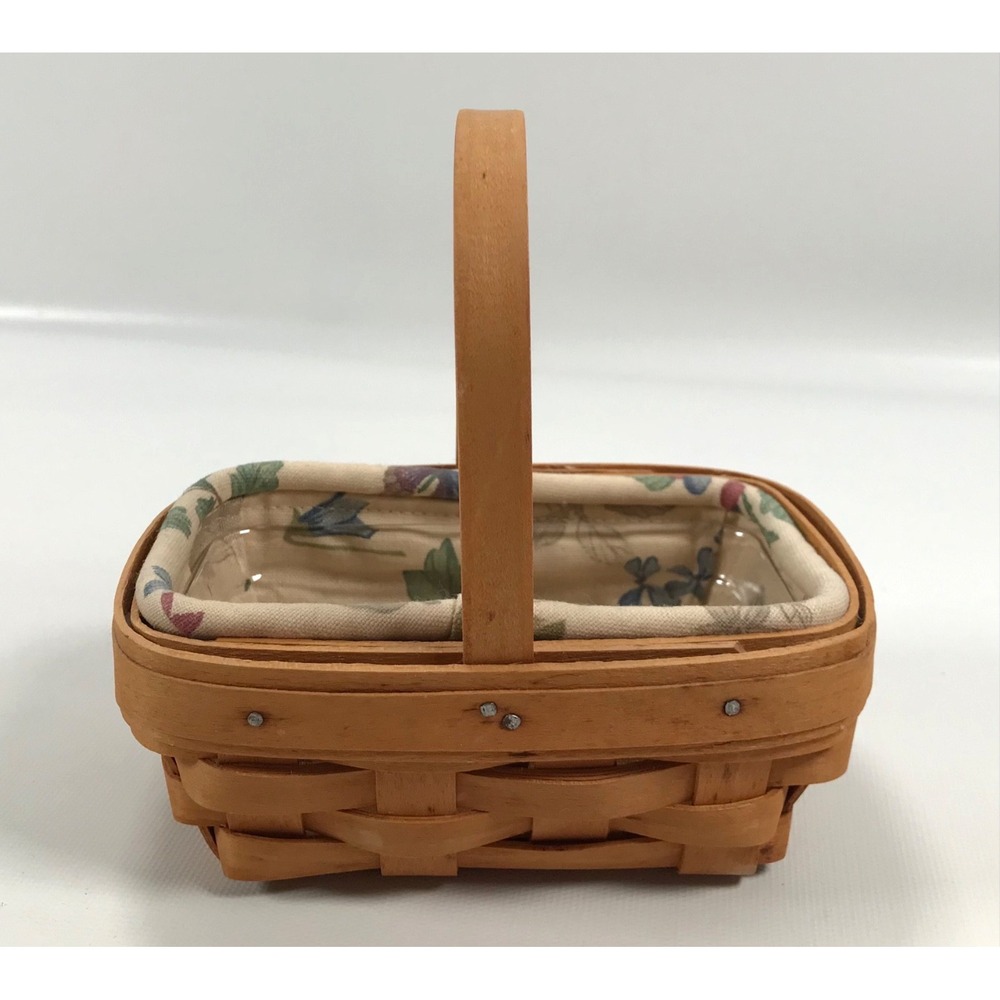 Longaberger 1999 Parsley Booking Basket Liner & Clear Protector 5.5"x4", 6" Tall